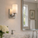Applique LED da parete piccola in acciaio e diffusore in vetro opalino a 1 luce