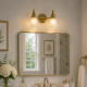 Applique LED moderna per bagno in acciaio con 2 diffusori in vetro