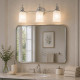 Applique LED moderna per bagno in acciaio con 3 diffusori in vetro