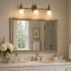 Applique LED moderna per bagno in acciaio con 3 diffusori in vetro