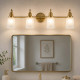 Applique LED moderna per bagno in acciaio con 4 diffusori in vetro