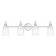 Applique LED moderna per bagno in acciaio con 4 diffusori in vetro