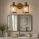 Applique moderna per bagno struttura in acciaio con 2 diffusori in vetro