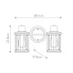 Applique moderna per bagno struttura in acciaio con 2 diffusori in vetro
