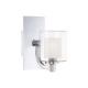 Applique per bagno con struttura in acciaio e diffusore in vetro opalino