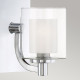 Applique per bagno con struttura in acciaio e diffusore in vetro opalino