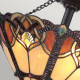 Lampada a sospensione classica in acciaio con paralume in vetro tiffany a 3 luci