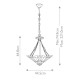 Lampada a sospensione classica in metallo con paralume in vetro tiffany a 3 luci