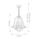 Lampadario dal design rustico in acciaio con diffusore a 4 luci