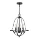 Lampadario dal design rustico in acciaio con diffusore a 4 luci