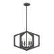 Lampadario grande con struttura in acciaio e diffusore a 4 luci