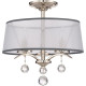 Lampadario in metallo con paralume in organza largo con 3 luci