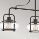 Lampada a sospensione lineare moderna in acciaio con 3 diffusori in vetro