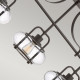 Lampada a sospensione lineare moderna in acciaio con 3 diffusori in vetro