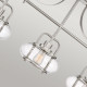 Lampada a sospensione lineare moderna in acciaio con 3 diffusori in vetro