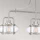 Lampada a sospensione lineare moderna in acciaio con 3 diffusori in vetro