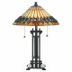 Lampada da scrivania in acciaio con diffusore in vetro tiffany a 2 luci