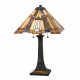 Lampada da scrivania in metallo con paralume in vetro tiffany a 2 luci
