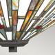 Lampada da soffitto a 2 luci con struttura in acciaio e paralume in vetro