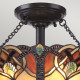 Lampada da soffitto classica in acciaio con paralume in vetro tiffany a 2 luci