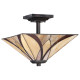 Lampada da soffitto classica in metallo con diffusore in vetro tiffany a 2 luci