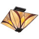 Lampada da soffitto classica in metallo con diffusore in vetro tiffany a 2 luci