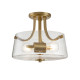 Lampada da soffitto moderna in acciaio con diffusore in vetro con 2 lampadine