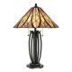 Lampada da tavolo classica con struttura in acciaio e diffusore in vetro