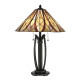 Lampada da tavolo classica con struttura in acciaio e diffusore in vetro