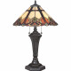 Lampada da tavolo classica in acciaio con paralume in vetro tiffany a 2 luci