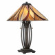 Lampada da tavolo classica in metallo con diffusore in vetro tiffany a 2 luci
