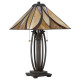 Lampada da tavolo classica in metallo con diffusore in vetro tiffany a 2 luci