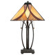 Lampada da tavolo classica in metallo con diffusore in vetro tiffany a 2 luci