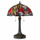 Lampada da tavolo classica in metallo con diffusore in vetro tiffany a 2 luci