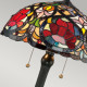Lampada da tavolo classica in metallo con diffusore in vetro tiffany a 2 luci