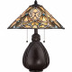Lampada da tavolo classica in metallo con paralume in vetro tiffany a 2 luci
