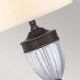 Lampada da tavolo classica struttura in vetro e acciaio e paralume in tessuto