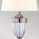 Lampada da tavolo classica struttura in vetro e acciaio e paralume in tessuto