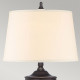Lampada da tavolo classica struttura in vetro e acciaio e paralume in tessuto