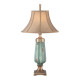 Lampada da tavolo classica struttura in vetro e metallo e paralume in tessuto
