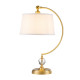 Lampada da tavolo moderna con struttura in acciaio paralume in tessuto a 1 luce