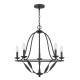 Lampadario grande dal design rustico in acciaio con diffusore a 5 luci
