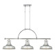 Lampadario lineare dal design industrial con diffusori in metallo a 3 luce