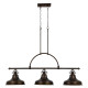 Lampadario lineare dal design industrial con diffusori in metallo a 3 luce