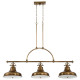 Lampadario lineare dal design industrial con diffusori in metallo a 3 luce