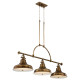 Lampadario lineare dal design industrial con diffusori in metallo a 3 luce