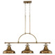 Lampadario lineare dal design industrial con diffusori in metallo a 3 luce