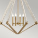 Lampadario moderno grande con struttura in acciao e legno con 4 lampadine