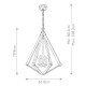 Lampadario moderno grande con struttura in acciao e legno con 4 lampadine
