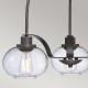 Lampadario moderno in acciaio con 3 diffusori in vetro rotondi